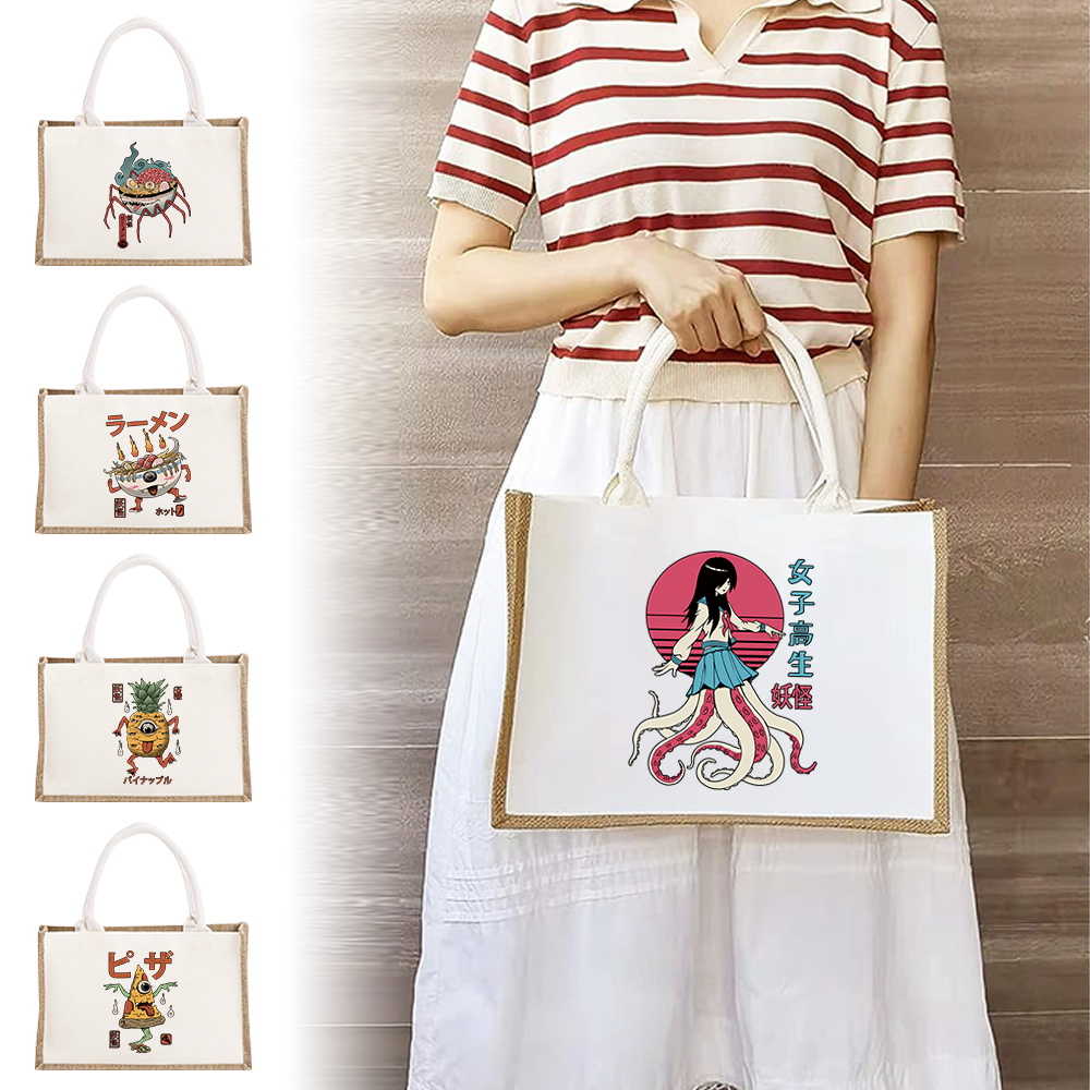 Women Bags Jute - Strandtasjes van jute canvas met schattige