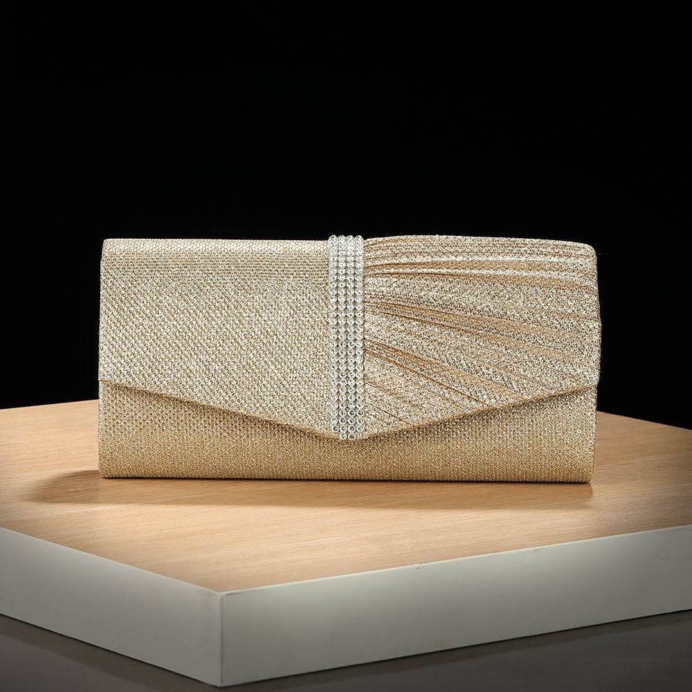 Women'S Evening Bags - Nieuwe stijl goudgeborduurde geplooide avondtas, bezet