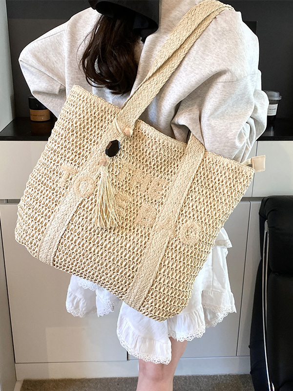 Zomerse strandtas met grote in - Woven Straw Bag recensie en prijs