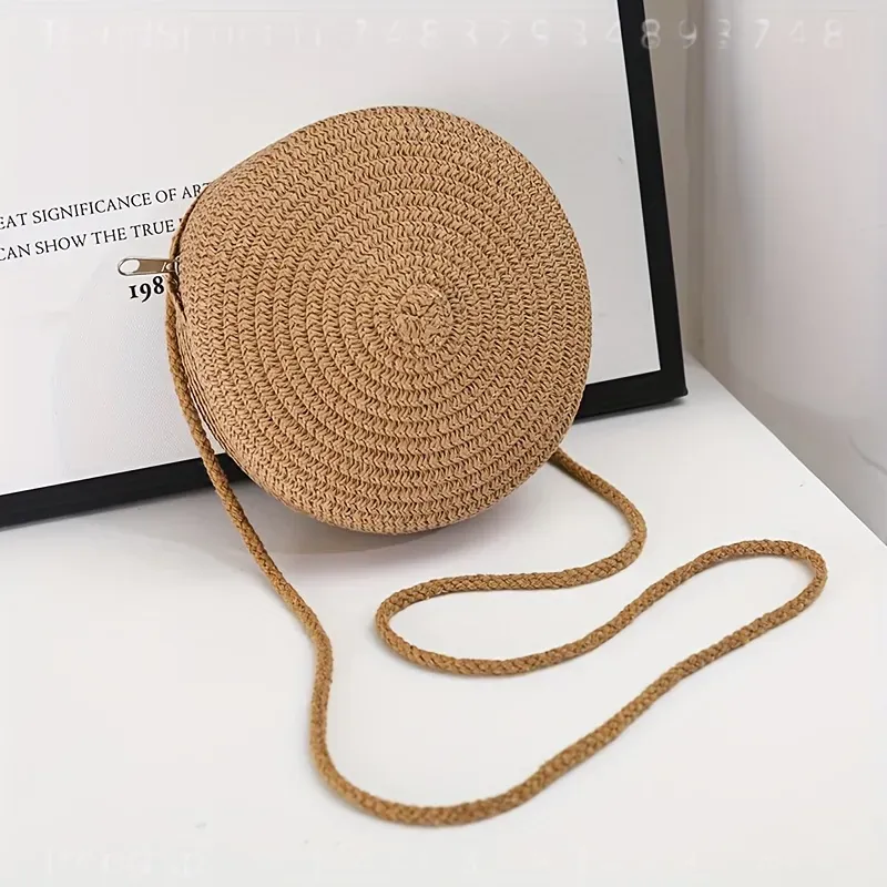 Ronde geweven rotan crossbodyt - Woven Straw Bag recensie en prijs